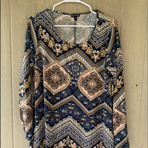 Kristin Nicole Blue Paisley Floral Print Dress